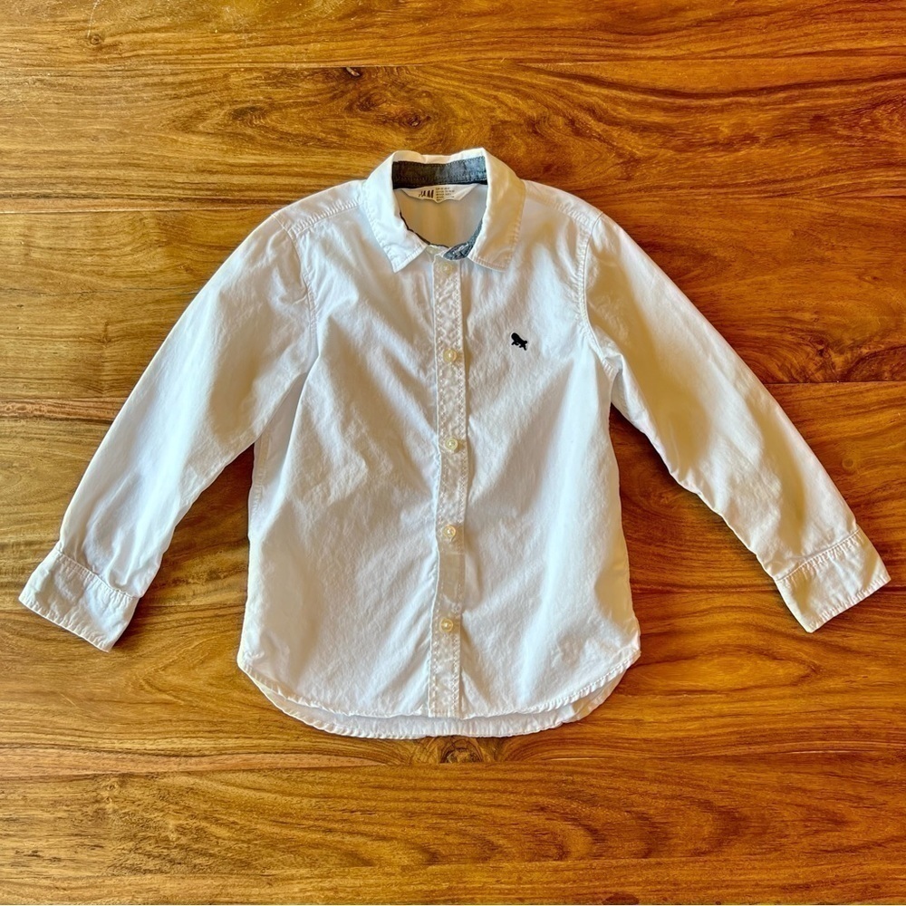 H&M White Long Sleeve Button Down Toddler Dress Shirt